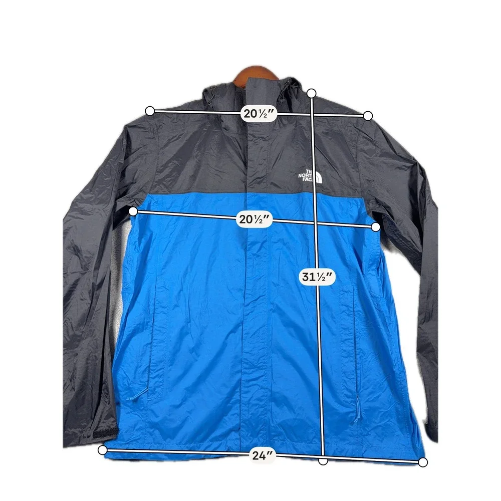 The North Face Dryvent Jacket Men Large Blue Black Hooded Waterproof Windbreaker